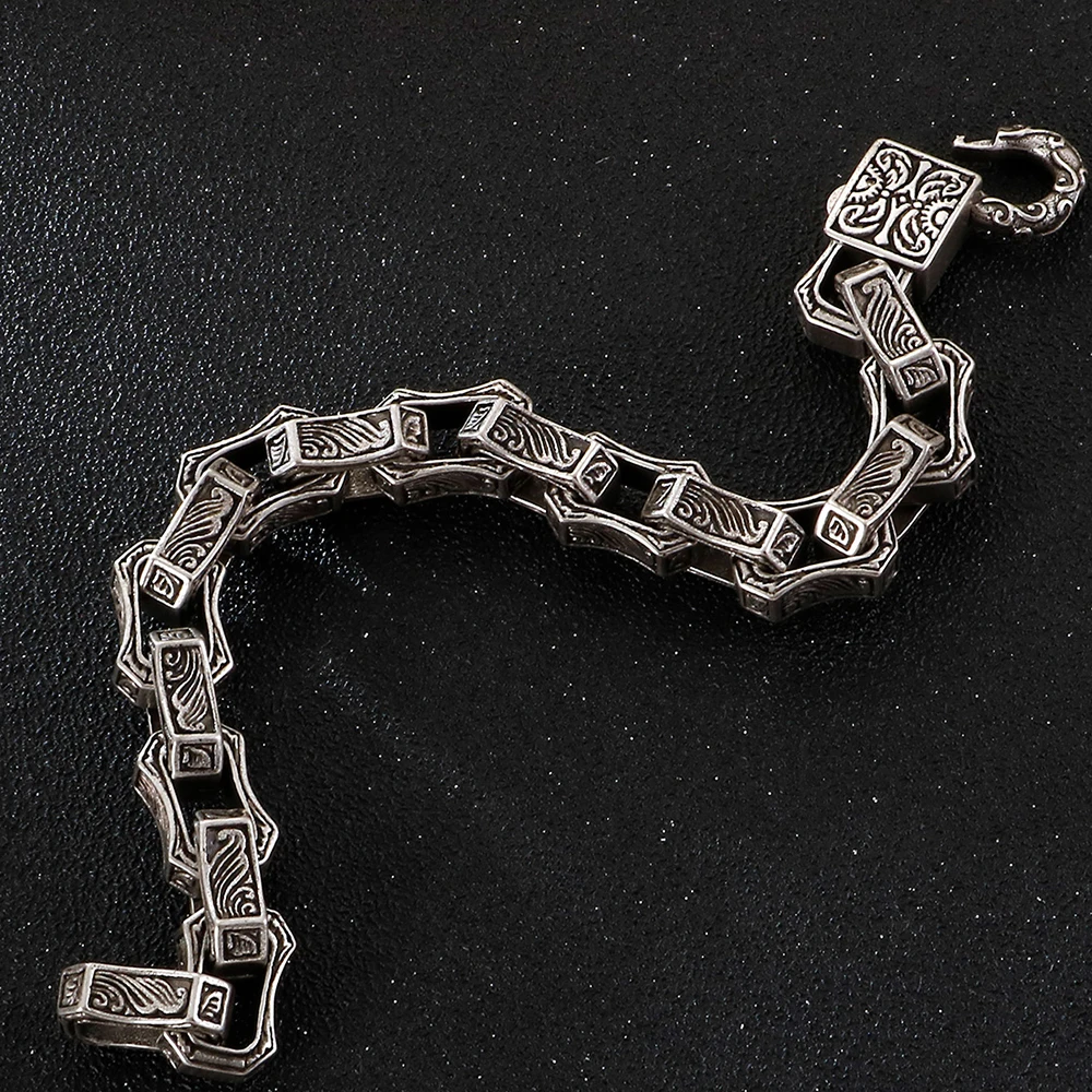 Vintage Engraved Mens Stainless Steel Bracelets