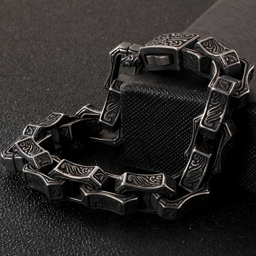 Vintage Engraved Mens Stainless Steel Bracelets