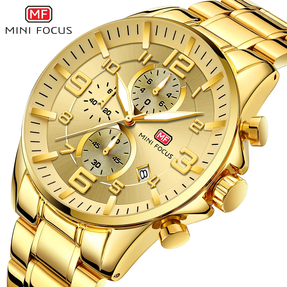 Classic Gold Stainless Steel Mens Watches