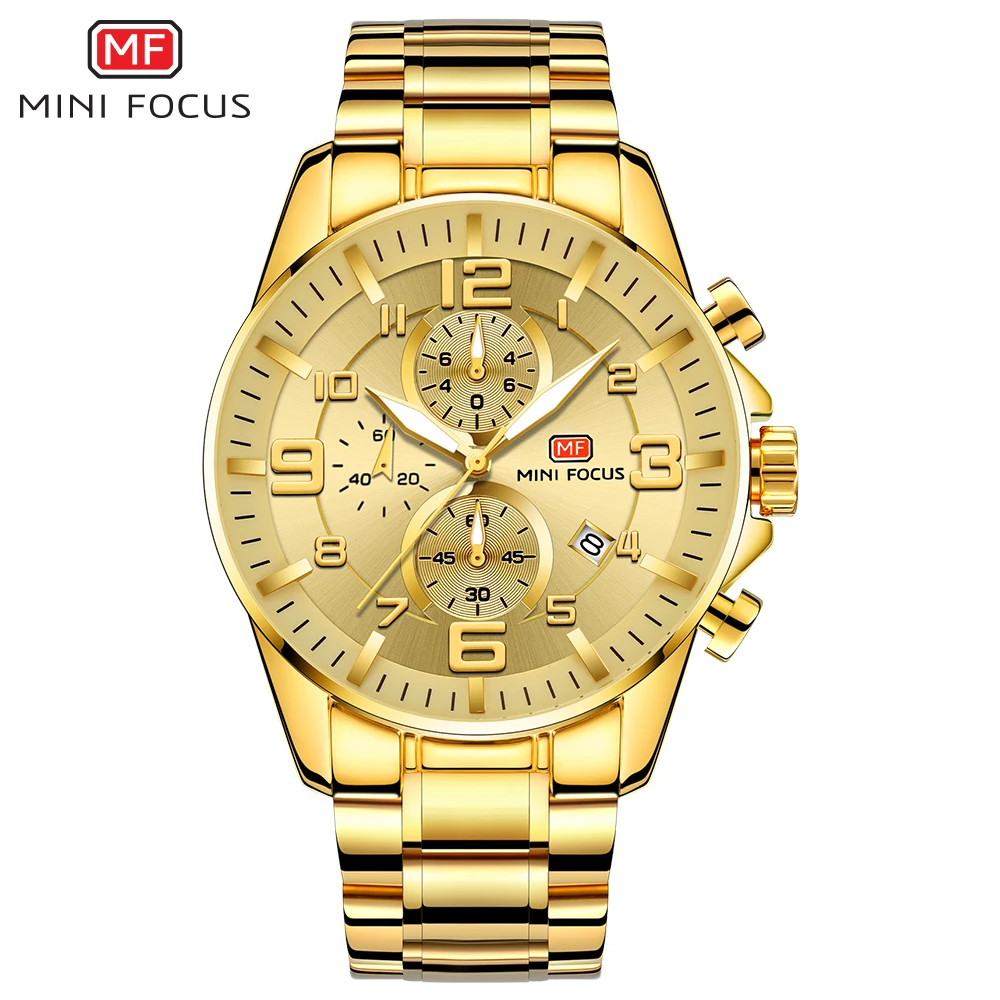 Classic Gold Stainless Steel Mens Watches