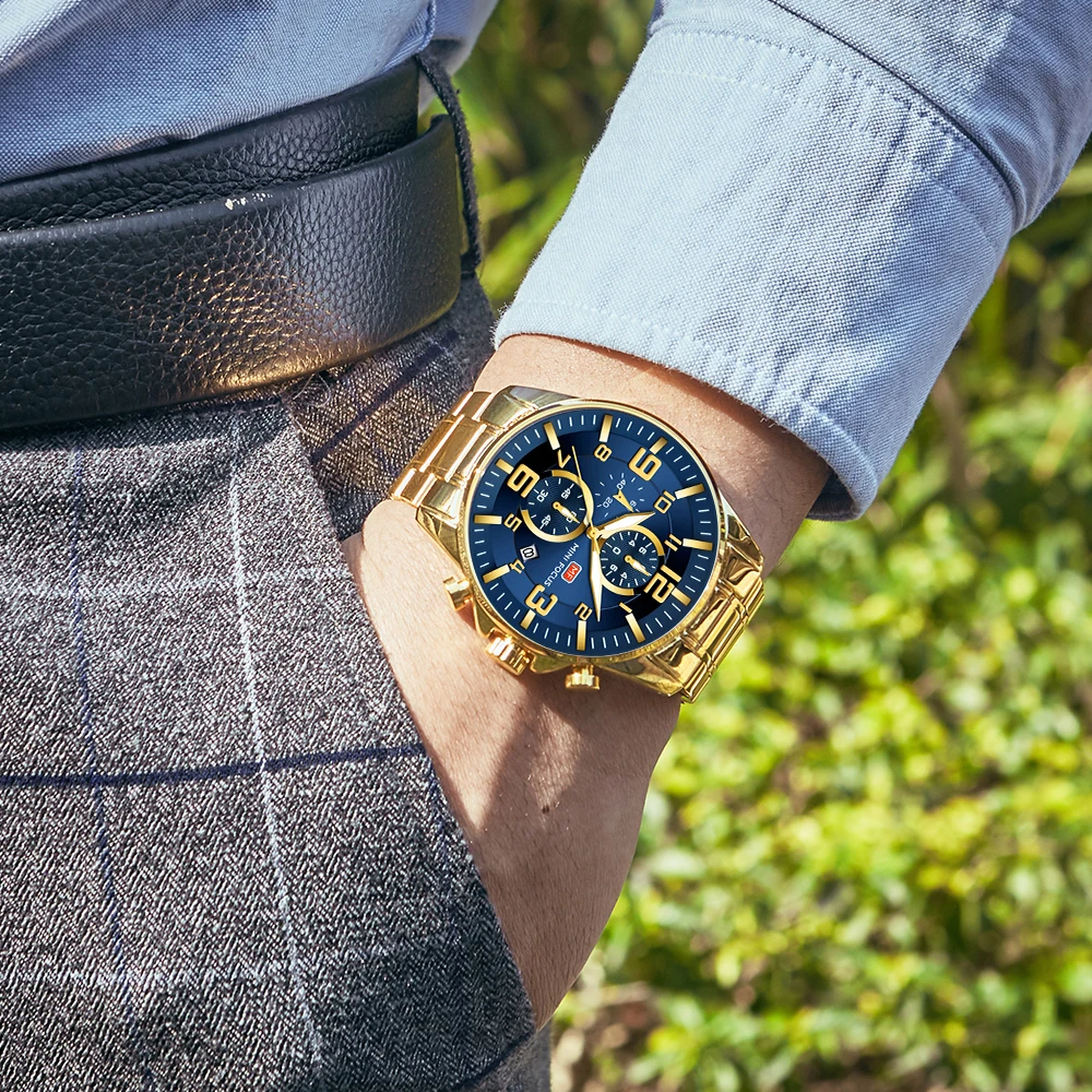 Classic Gold Stainless Steel Mens Watches
