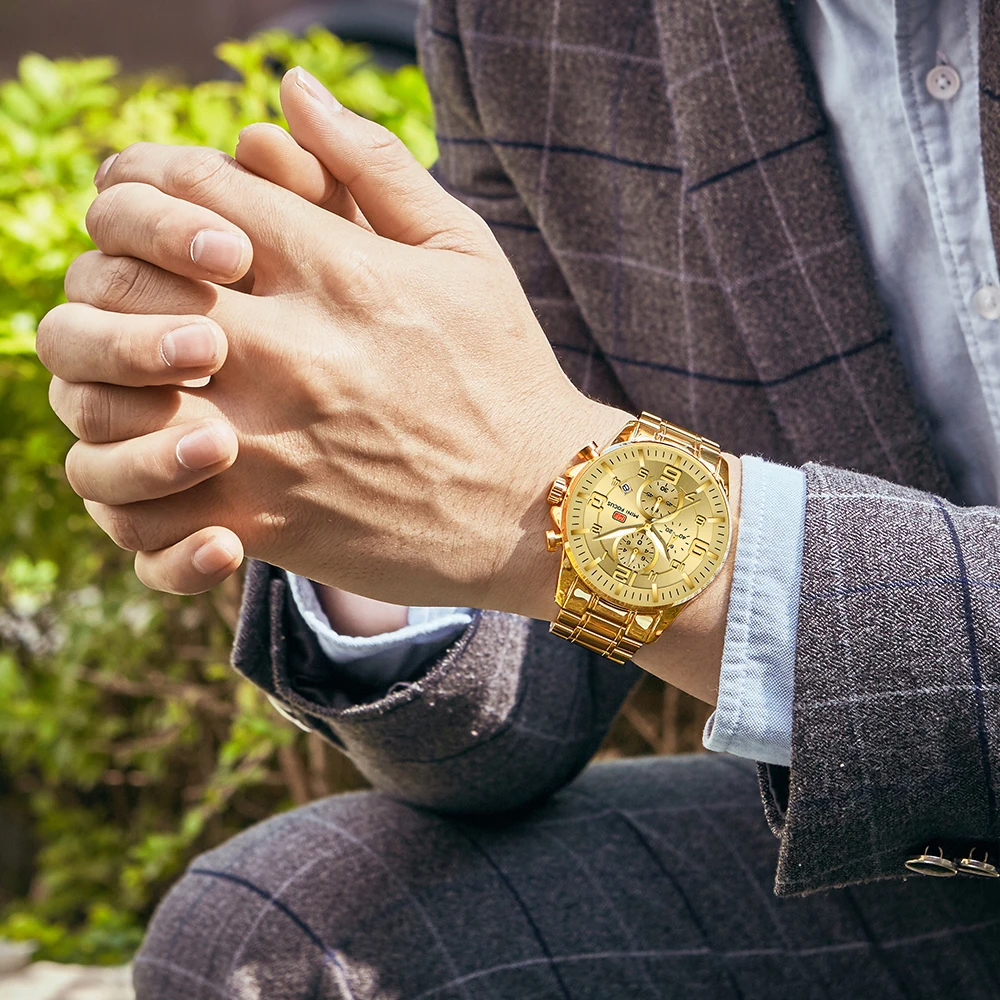 Classic Gold Stainless Steel Mens Watches