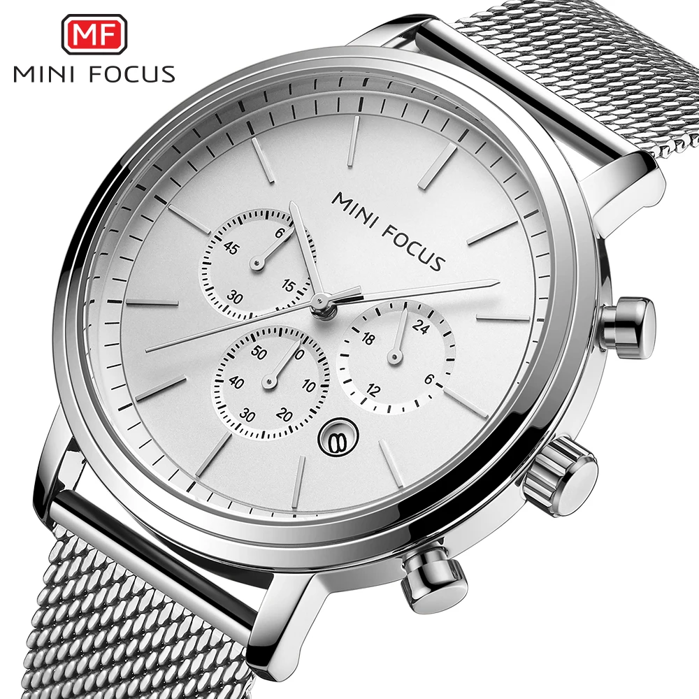Stainless Steel Watch With Mesh Bracelet