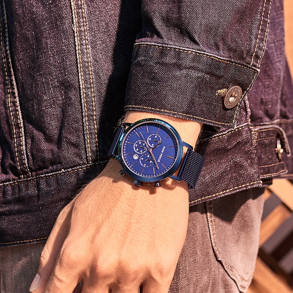 Stainless Steel Watch With Mesh Bracelet