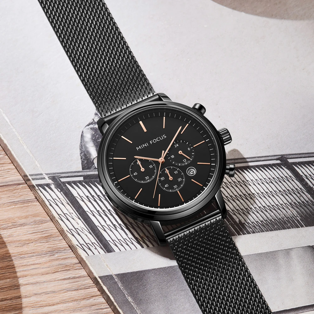 Stainless Steel Watch With Mesh Bracelet