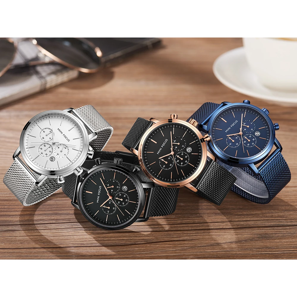 Stainless Steel Watch With Mesh Bracelet