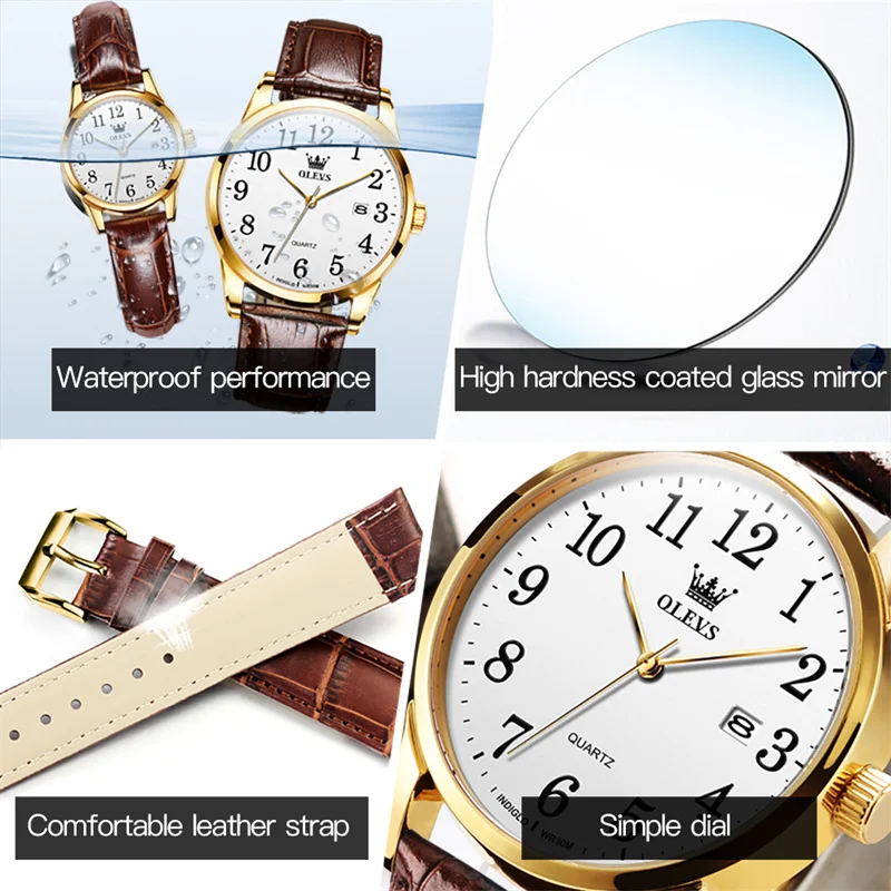 OLEVS Womens Watches Leather Band