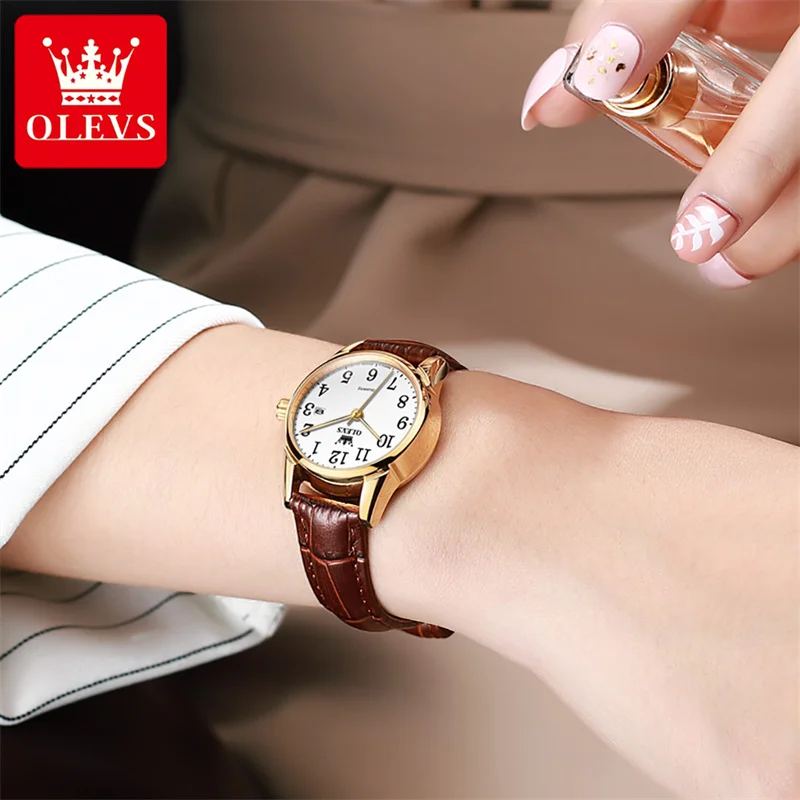 OLEVS Womens Watches Leather Band