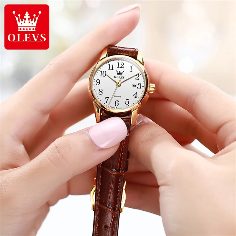 OLEVS Womens Watches Leather Band