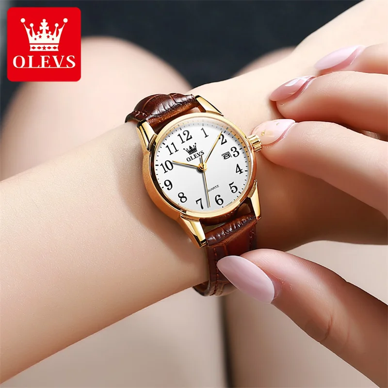 OLEVS Womens Watches Leather Band