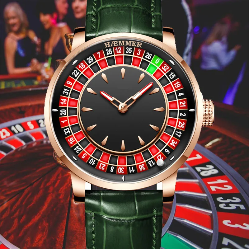 HAEMMER 2025 Casino Roulette Watch – Leather Strap & Automatic Movement