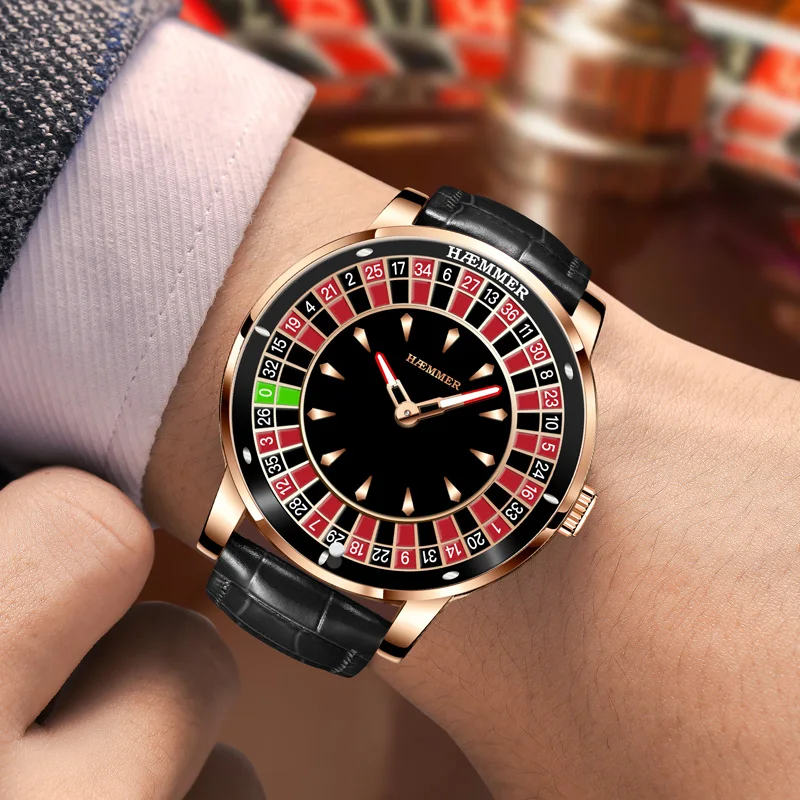 HAEMMER 2025 Casino Roulette Watch – Leather Strap & Automatic Movement