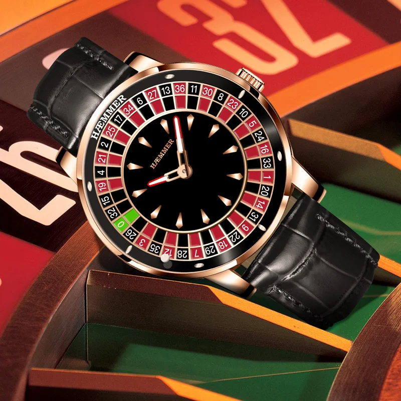 HAEMMER 2025 Casino Roulette Watch – Leather Strap & Automatic Movement