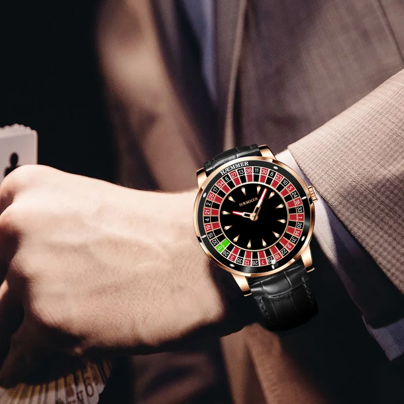 HAEMMER 2025 Casino Roulette Watch – Leather Strap & Automatic Movement