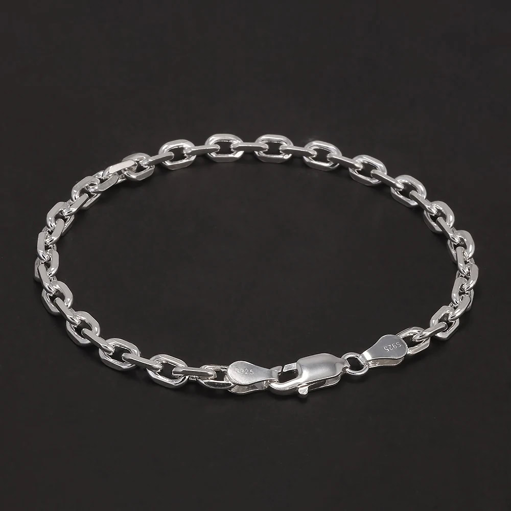 Elegant sterling silver chain bracelet for women and men. Versatile jewelry accessory.
