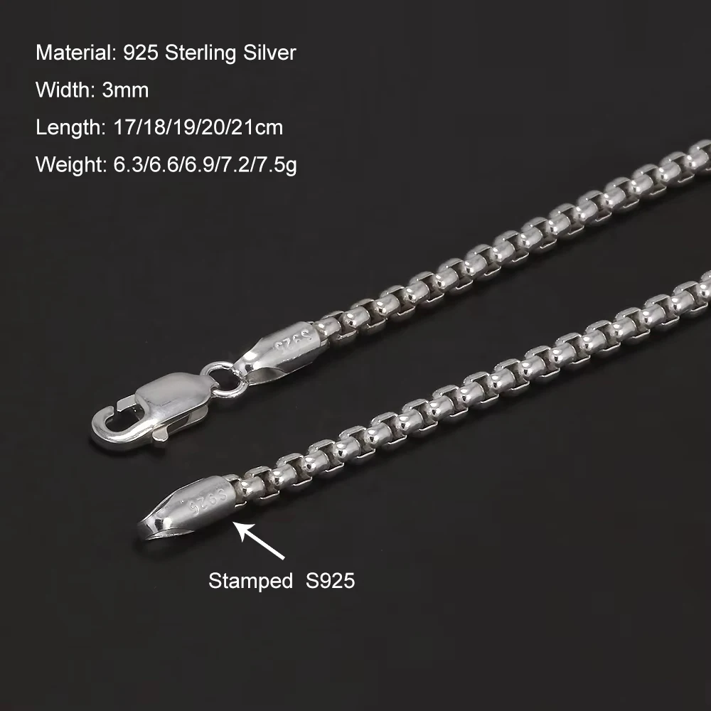 High-quality 925 sterling silver chain for jewelry making or accessories.