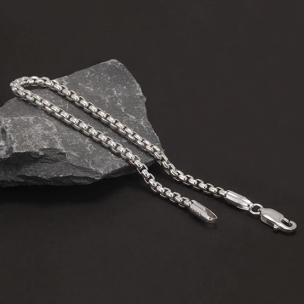 High-quality sterling silver chain for men and women. Durable, stylish, perfect for pendants or layered looks.