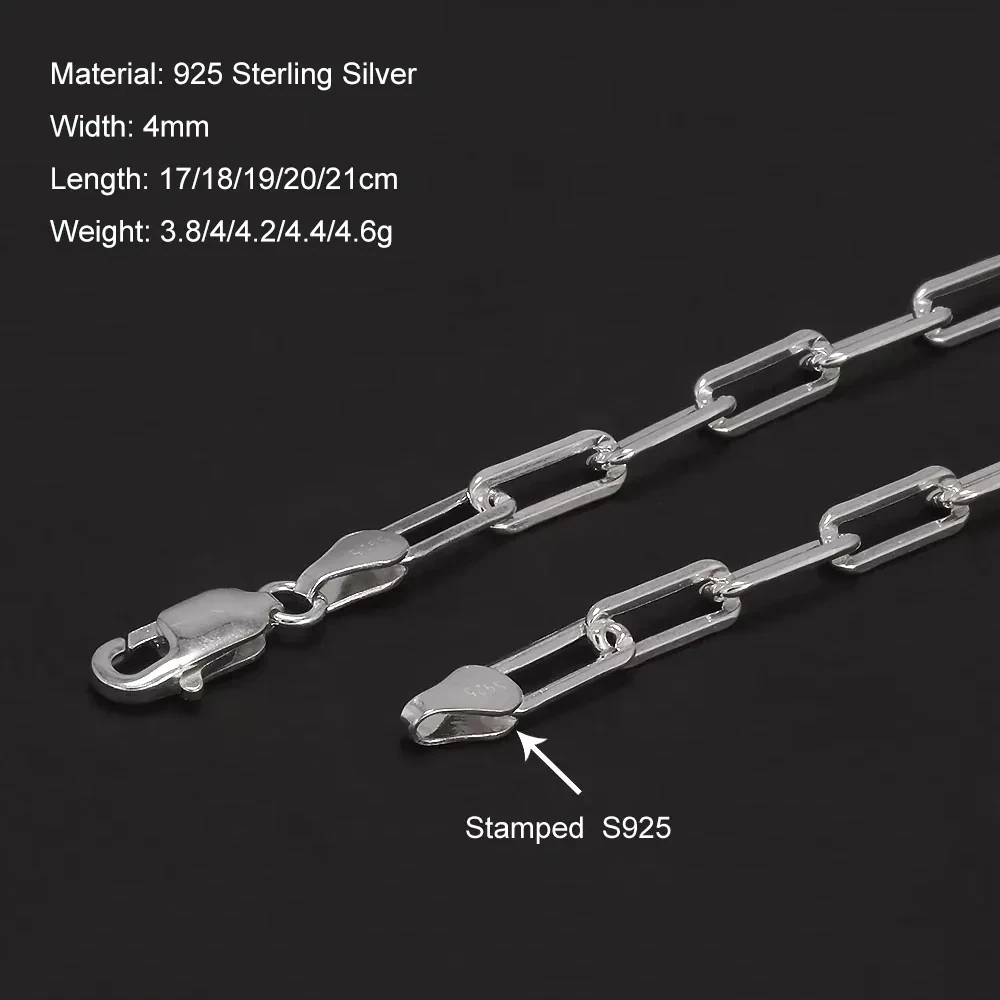 High-quality 925 Sterling Silver chain with lobster clasp, stylish and durable jewelry accessory.