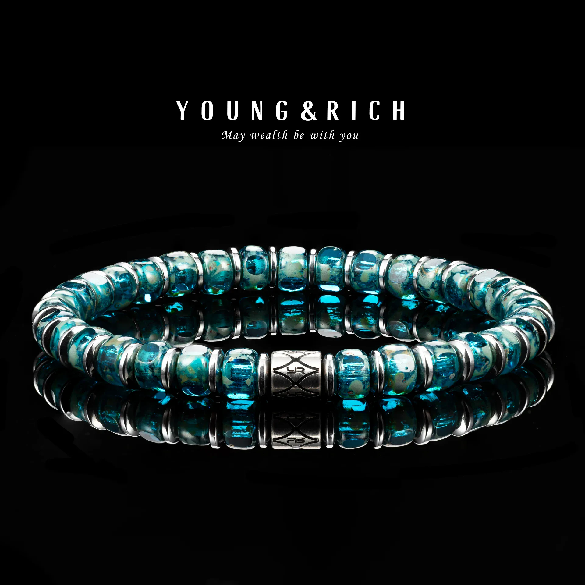 Elegant blue beaded bracelet with silver accents, perfect for stylish jewelry accessories.
