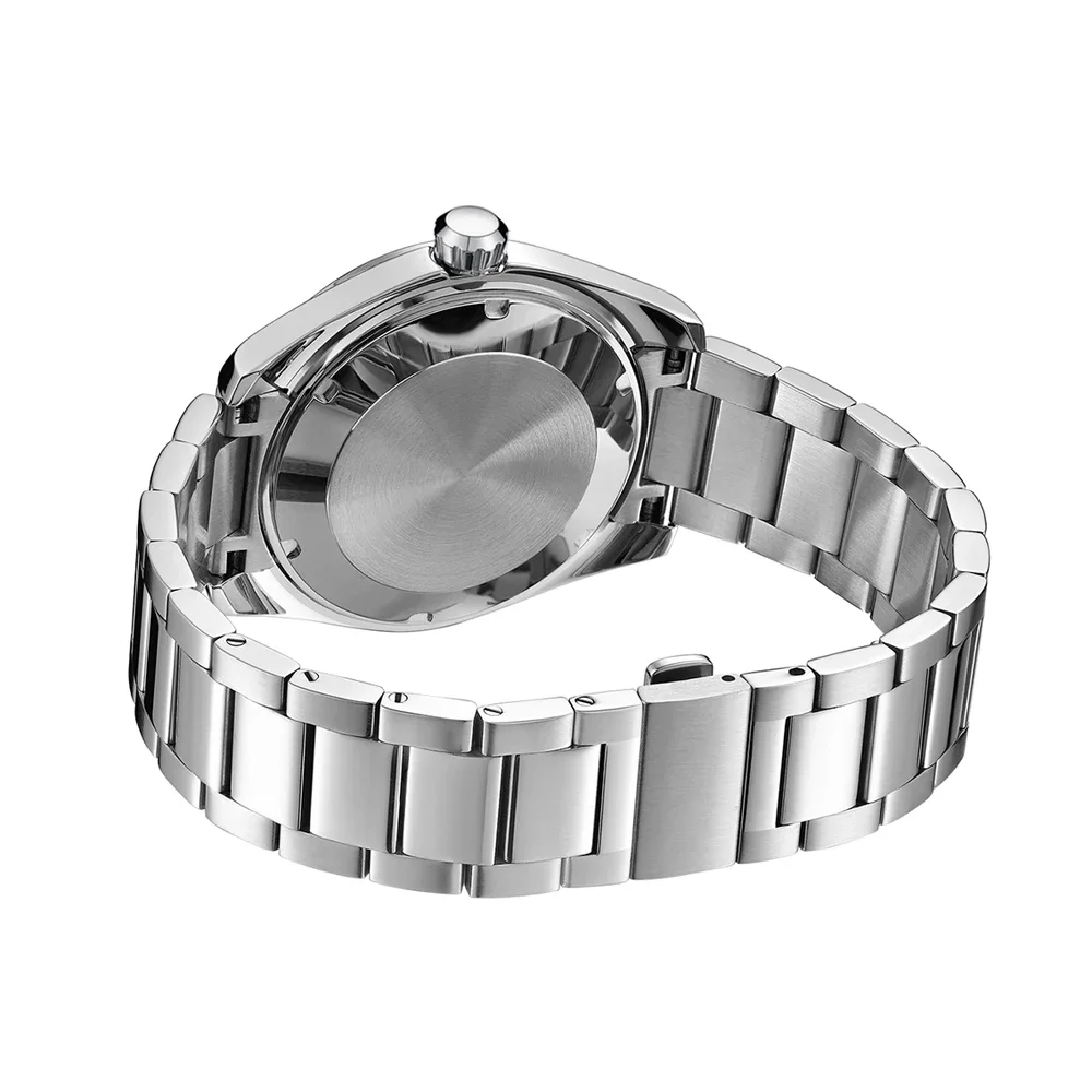 High-quality stainless steel silver wristwatch with a sleek design. Perfect for men's style and elegance.