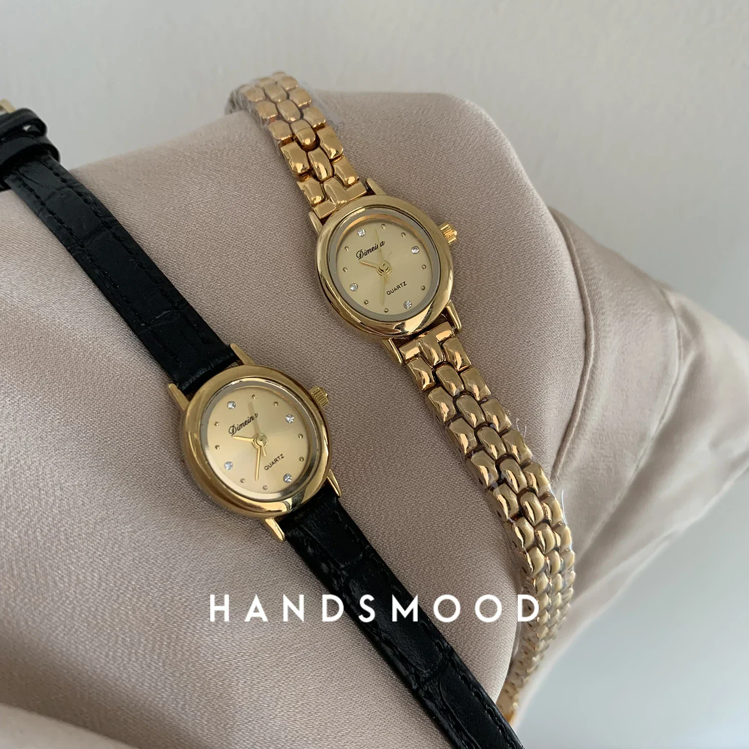Stylish gold-tone bracelet and leather strap watches from Jewelry Addicts with jeweled dial accents.