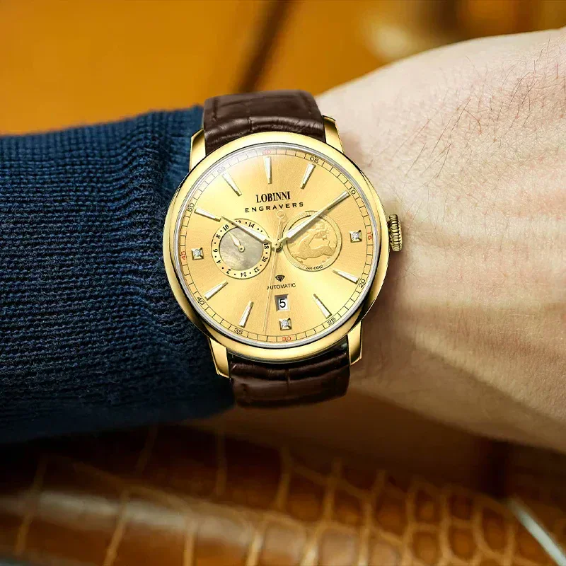 Luxurious men's gold-tone wristwatch with chronograph and date display from JWLRaddicts.
