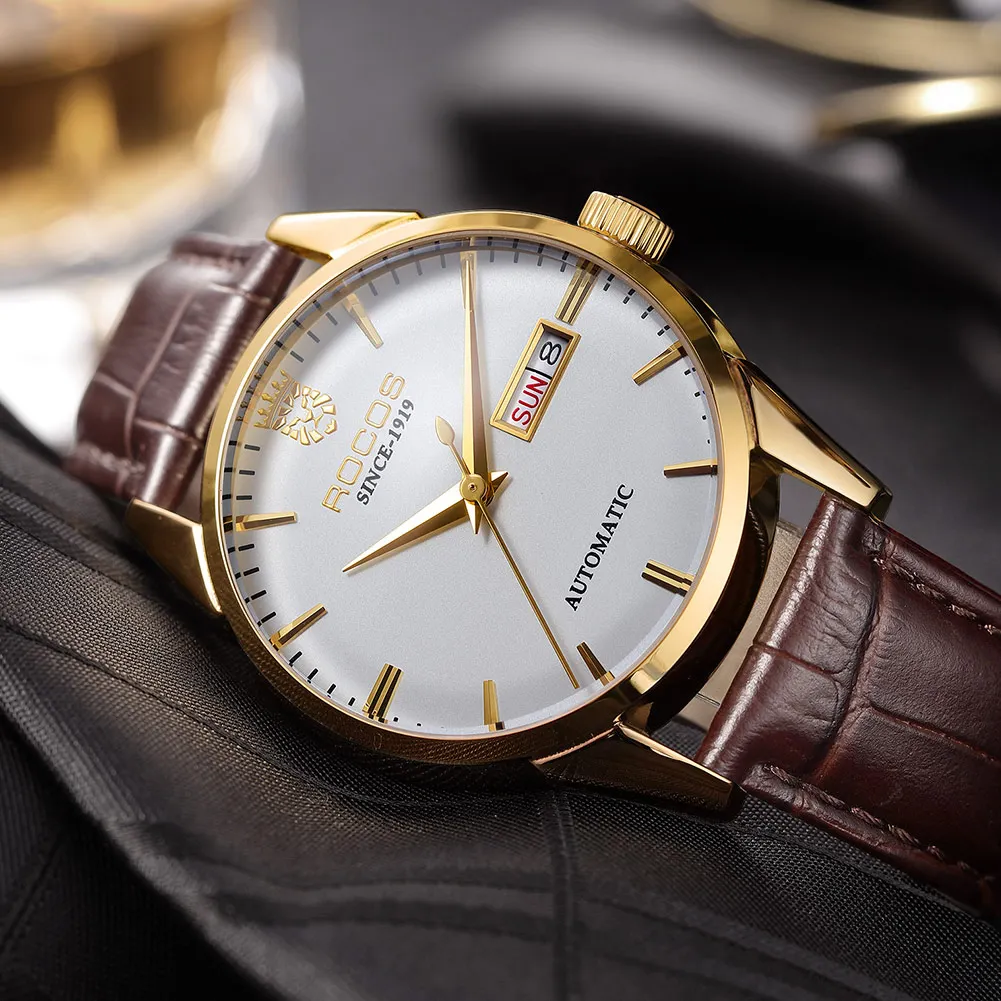 ROCOS Man Automatic Mechanical Watch Top Brand Luxury Fashion Waterproof Watches Skeleton Business Male Analog Wrist Watch
