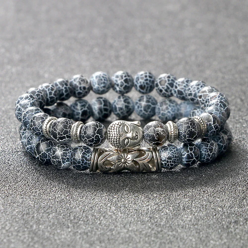 Bracelet with Lava stone and Tiger Eye beads for men.