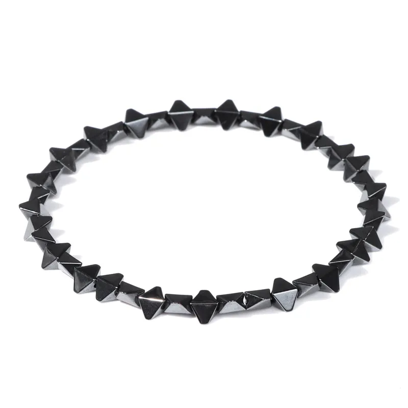 Stylish black spike beaded bracelet for men and women, perfect for edgy jewelry collection.