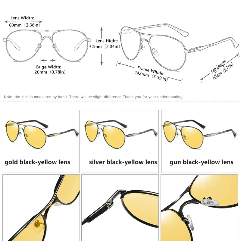 High-quality yellow lens sunglasses for men and women.