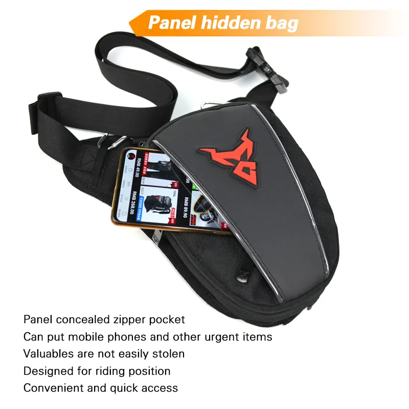 Hidden motorcycle phone bag for riders.