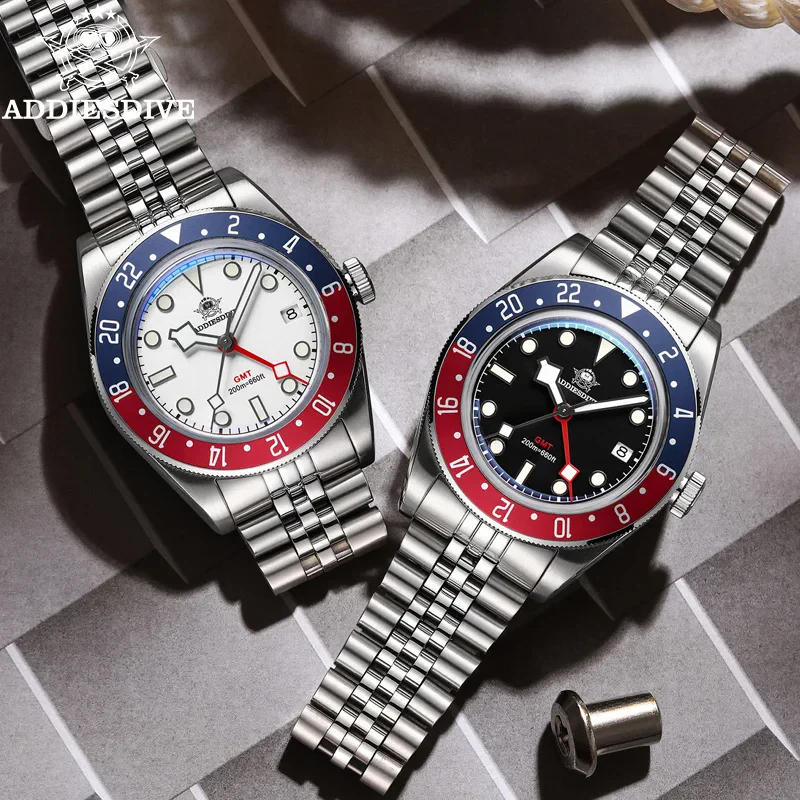 High-quality stainless steel GMT dive watches with dual-color bezels, perfect for adventure and everyday wear.