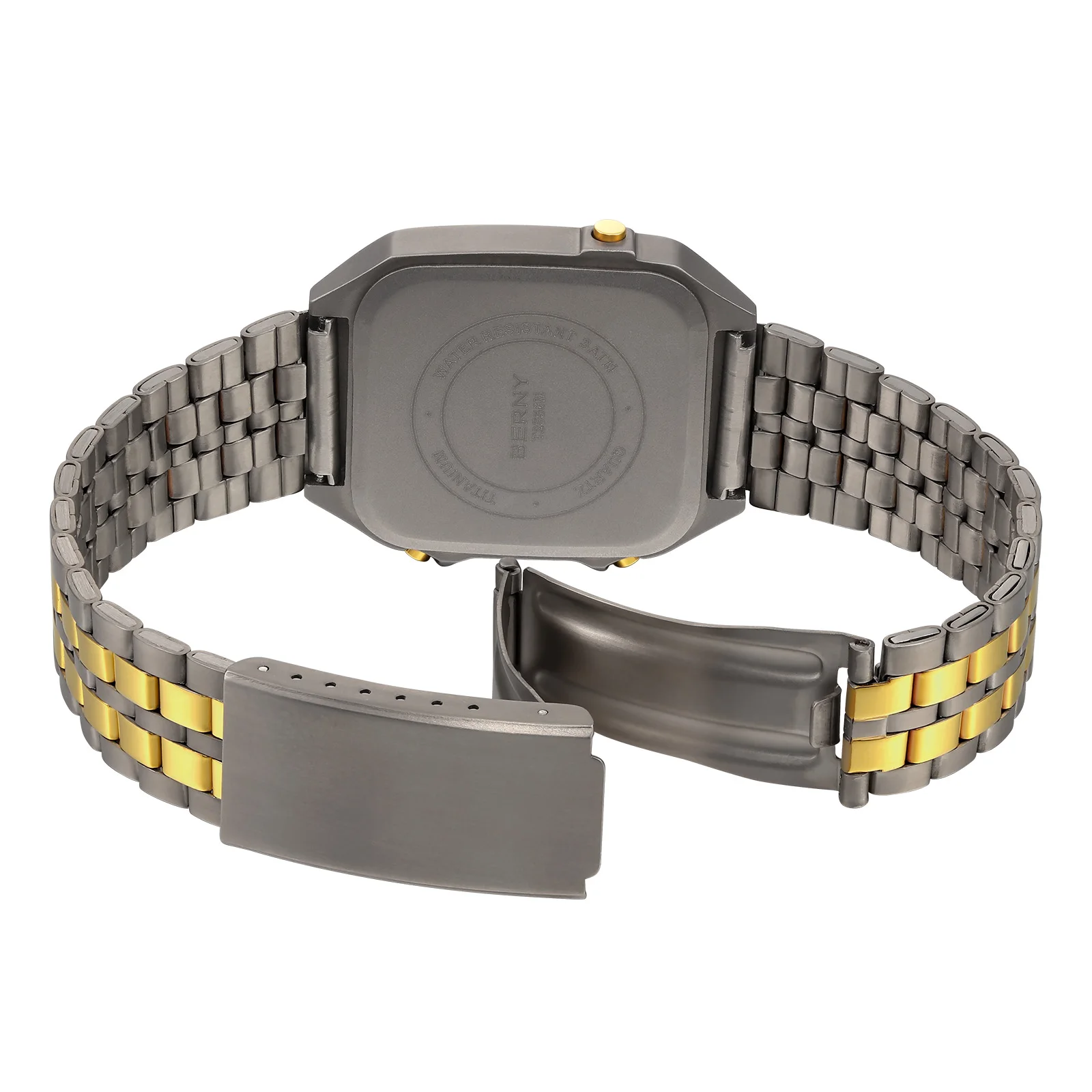 Two-tone watch features stainless steel and gold accents, perfect for stylish everyday wear.