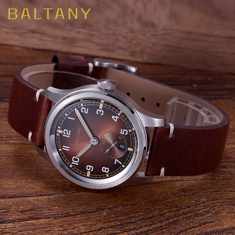 Elegant men's wristwatch with a brown dial and leather strap. Perfect for casual or formal wear.