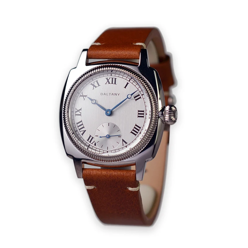 High-quality men's leather wristwatch with Roman numerals and a stylish silver dial. Perfect for sophisticated occasions.