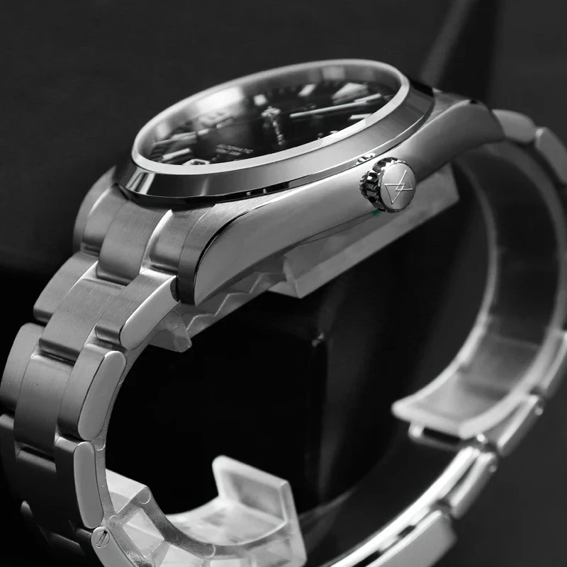 High-end men's stainless steel luxury wristwatch with black dial and chronograph features. Perfect for formal and casual occasions.