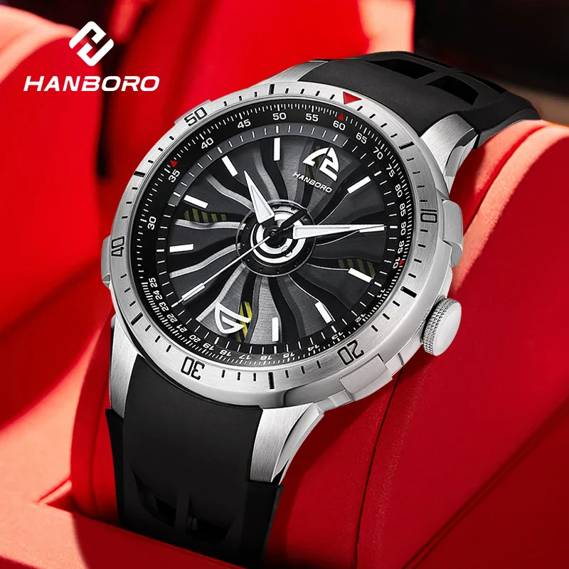 High-quality men's sports wristwatch with black dial and silicone strap.