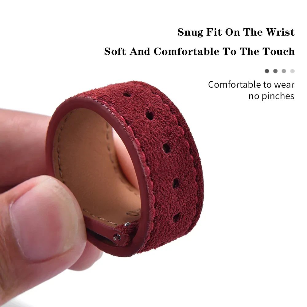 Adjustable red suede leather bracelet with comfy fit, no pinches, perfect for everyday wear.