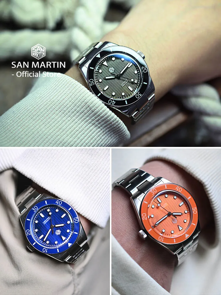 High-quality San Martin sport watches with luminous dials, sapphire bezels, and Miyota movement.