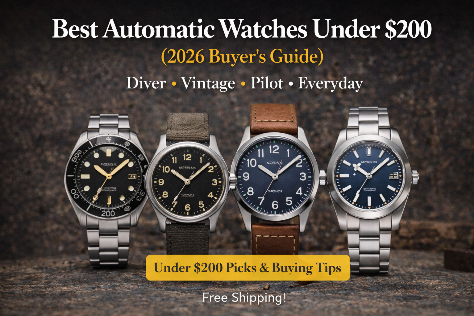 Best automatic watches under $200 featuring diver, vintage, pilot, and everyday styles in the 2026 buyer’s guide