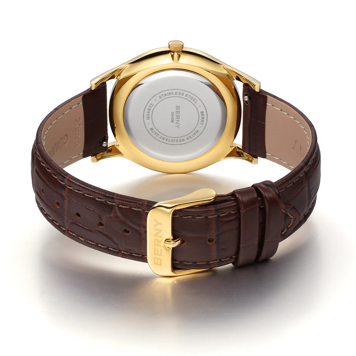 Gold and brown women's wristwatch with mesh dial, waterproof design, and comfortable fit. Perfect fo.