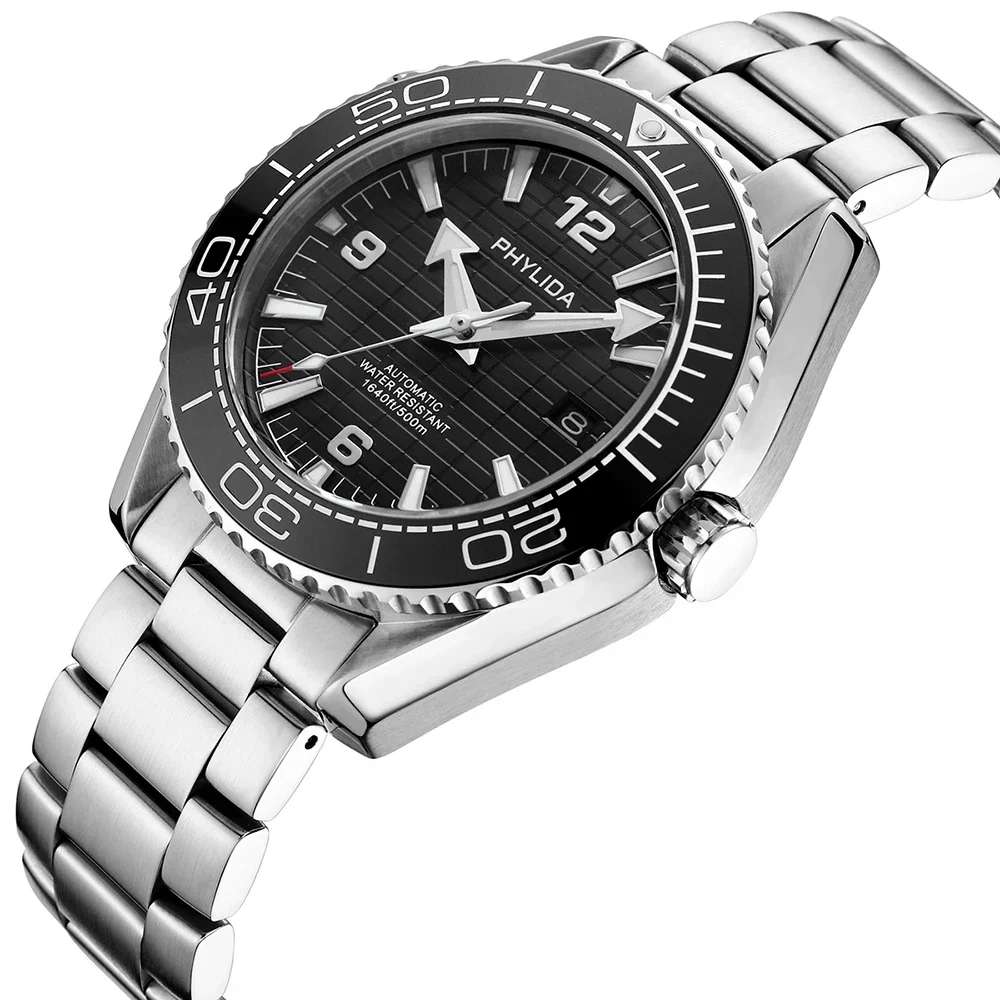 Automatic Diver Watch with Black Dial and Ceramic Bezel.