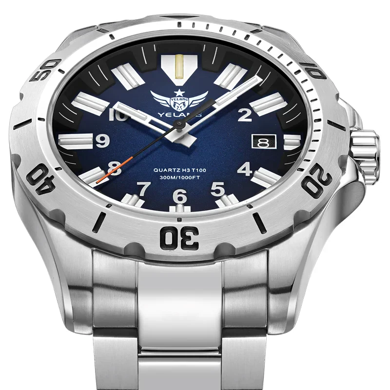 Yelang Men Pilot Watch 42mm Sport Military Quartz Wristwatch with Luminous Tubes.
