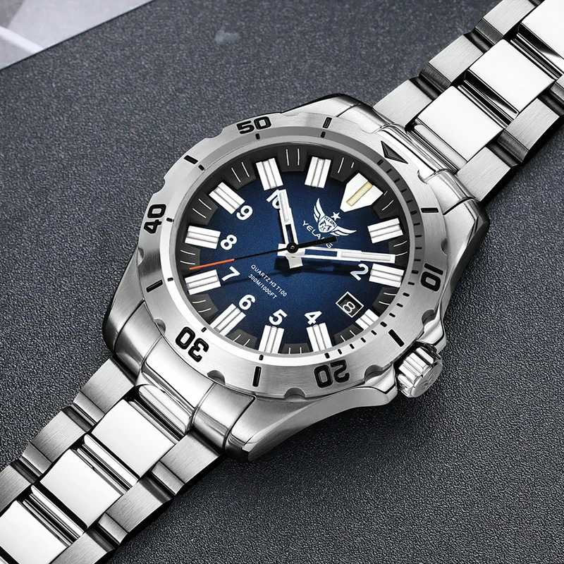 Yelang Men Pilot Watch 42mm Sport Military Quartz Wristwatch with luminous tubes, 30ATM waterproof,.