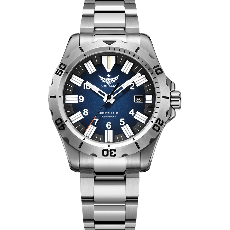 Yelang Men Pilot Watch 42mm Sport Military Quartz Wristwatch with Luminous Tubes.
