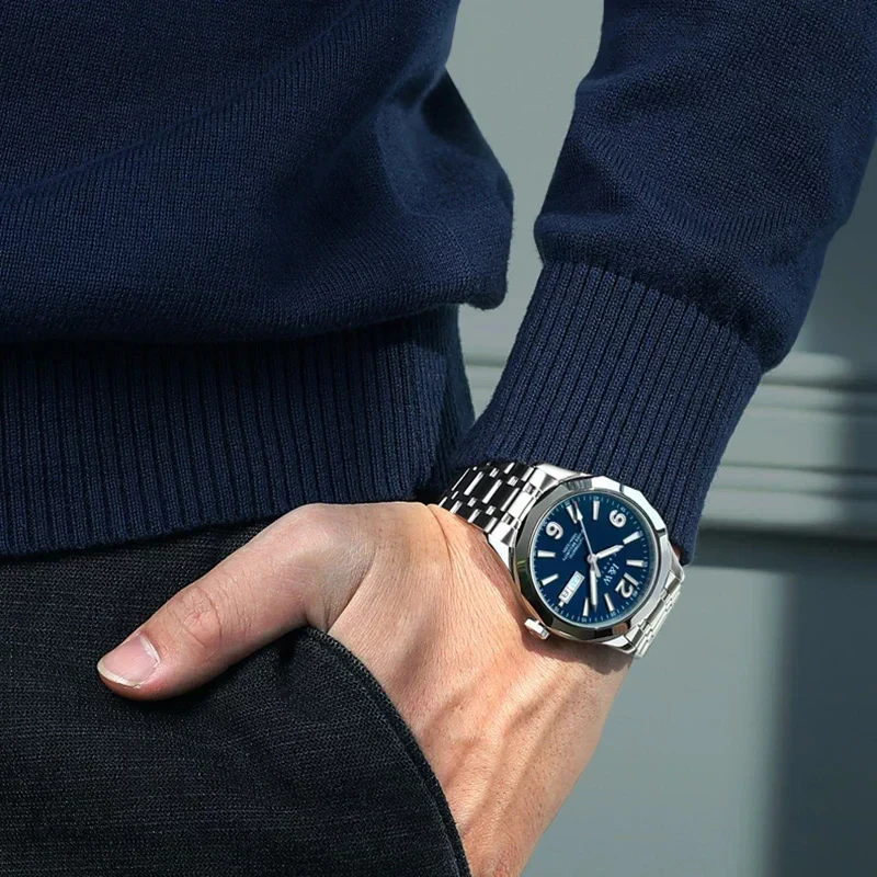 Men's Tungsten Mechanical Watch with Automatic NH36 Movement.