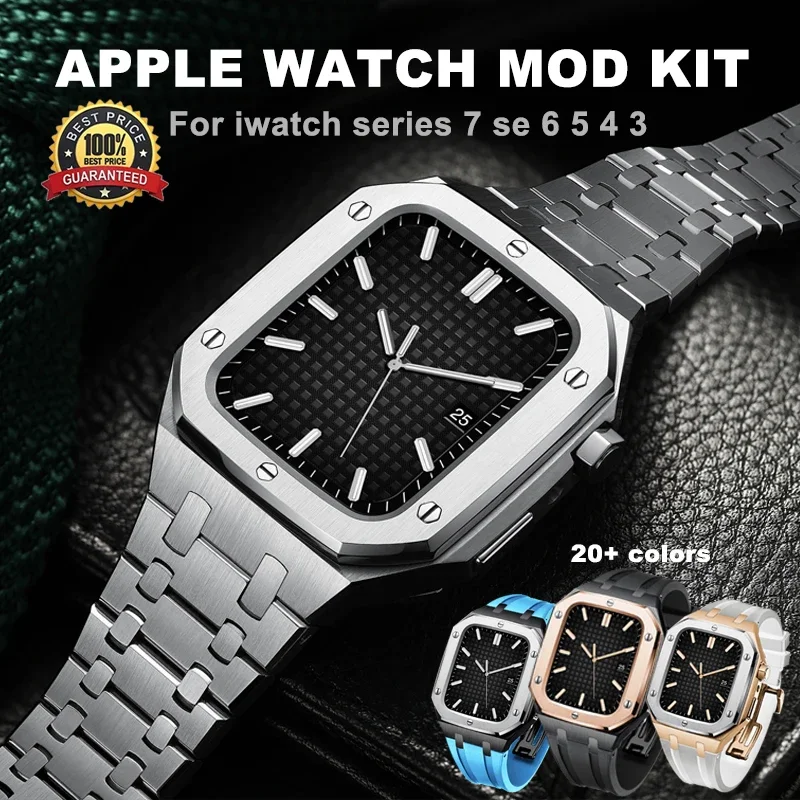 Apple Watch metal strap upgrade for Series 6-3, SE, 7, 8, 9.