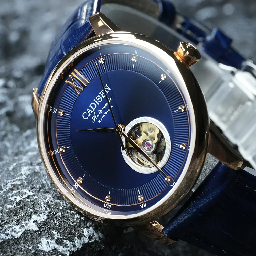 Elegant men's mechanical wristwatch with sapphire crystal.