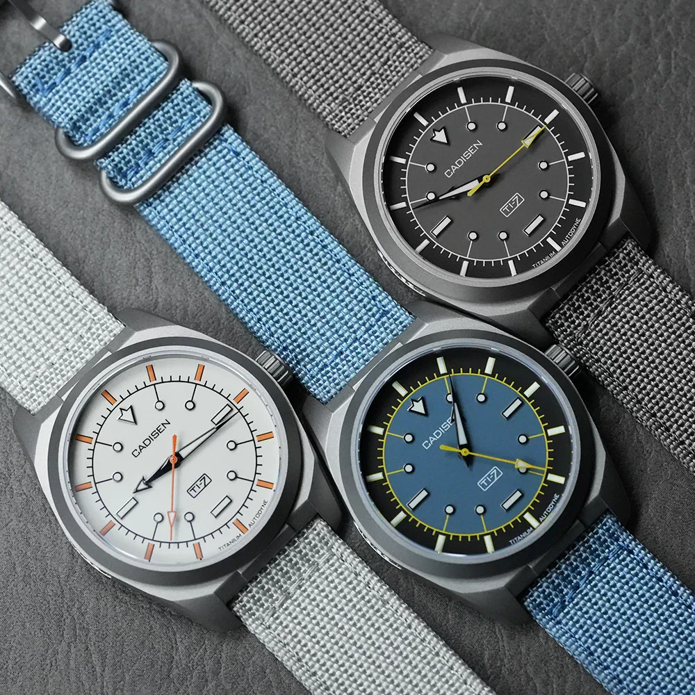 Autodyne titanium watches with colorful nylon straps.