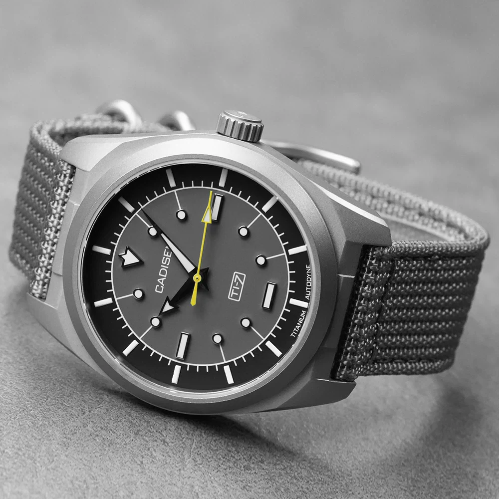 Autodyne TI-7 titanium automatic watch with luminous dial.